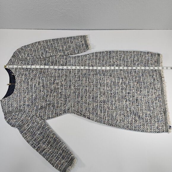 J.Crew Multicolor Tweed Fringe Sheath Dress 3/4 Sleeve Women's Size 0 - Picture 9 of 10